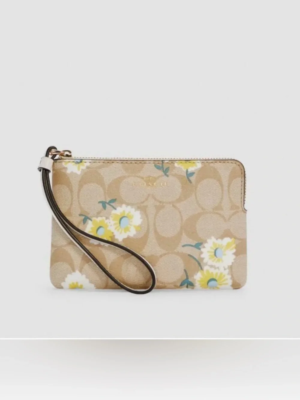 Coach Women's Signature Canvas Corner Zip Wristlet
